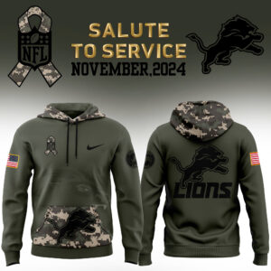 Men's Detroit Lions Nike Camo 2024 Salute to Service Club Fleece Pullover Hoodie