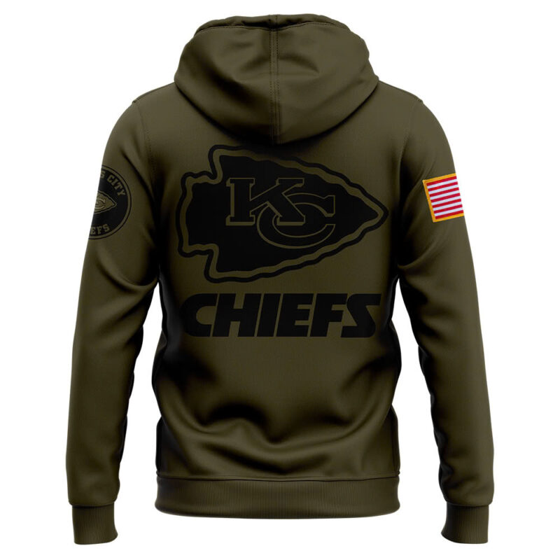 Men’s Kansas City Chiefs Nike Camo 2024 Salute to Service Club Fleece Pullover Hoodie - Image 3