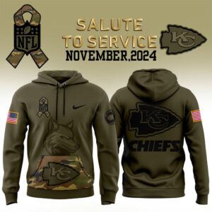 Men’s Kansas City Chiefs Nike Camo 2024 Salute to Service Club Fleece Pullover Hoodie