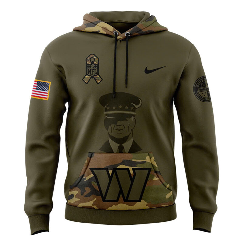 Men’s Washington Commanders Nike Camo 2024 Salute to Service Club Fleece Pullover Hoodie V2 - Image 2