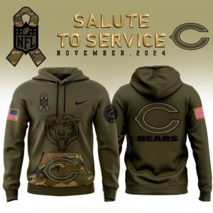 Men’s Chicago Bears Nike Camo 2024 Salute to Service Club Fleece Pullover Hoodie
