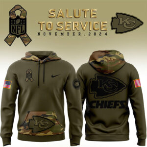 Men’s Kansas City Chiefs Nike Camo 2024 Salute to Service Club Fleece Pullover Hoodie V3