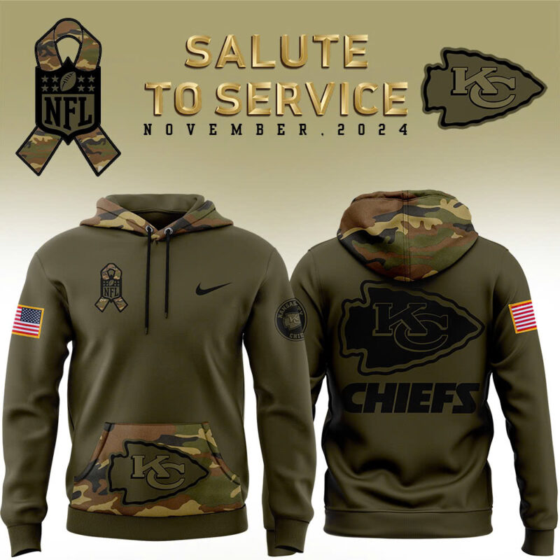 Men’s Kansas City Chiefs Nike Camo 2024 Salute to Service Club Fleece Pullover Hoodie V3