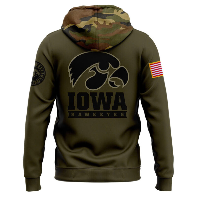 Iowa football Nike Camo 2024 Salute to Service Club Fleece Pullover Hoodie V3 - Image 3