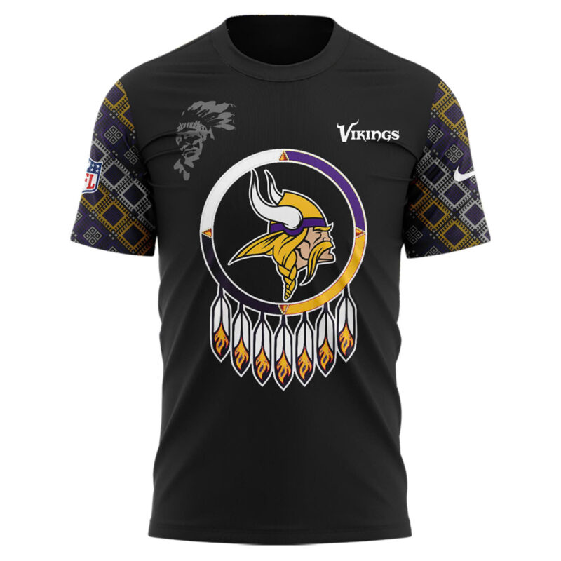 Minnesota Vikings NFL 2024 Native AmeriQNn Heritage Month Premium Limited Tee - Image 2
