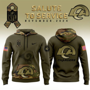 Men's LA Rams Nike Camo 2024 Salute to Service Club Fleece Pullover Hoodie V2