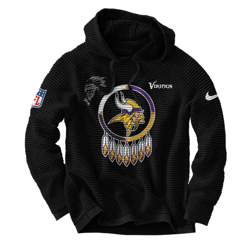 Unisex’s Nike Minnesota Vikings NFL 2024 Native AmeriQNn Heritage Month Premium Limited Waffle Hoodie - Image 2