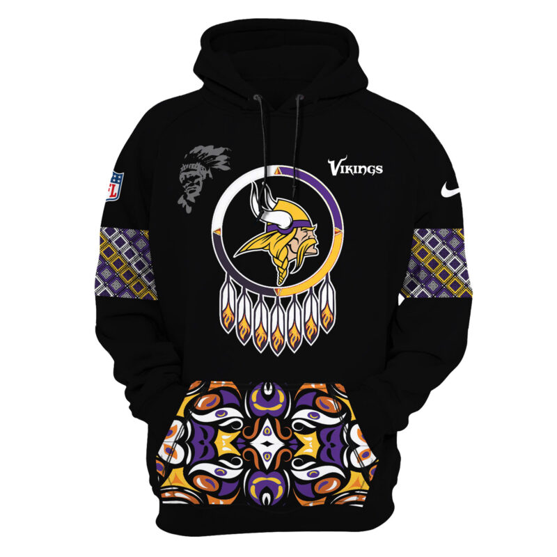 Women’s Nike Minnesota Vikings NFL 2024 Native AmeriQNn Heritage Month Premium Limited Pullover Hoodie - Image 2