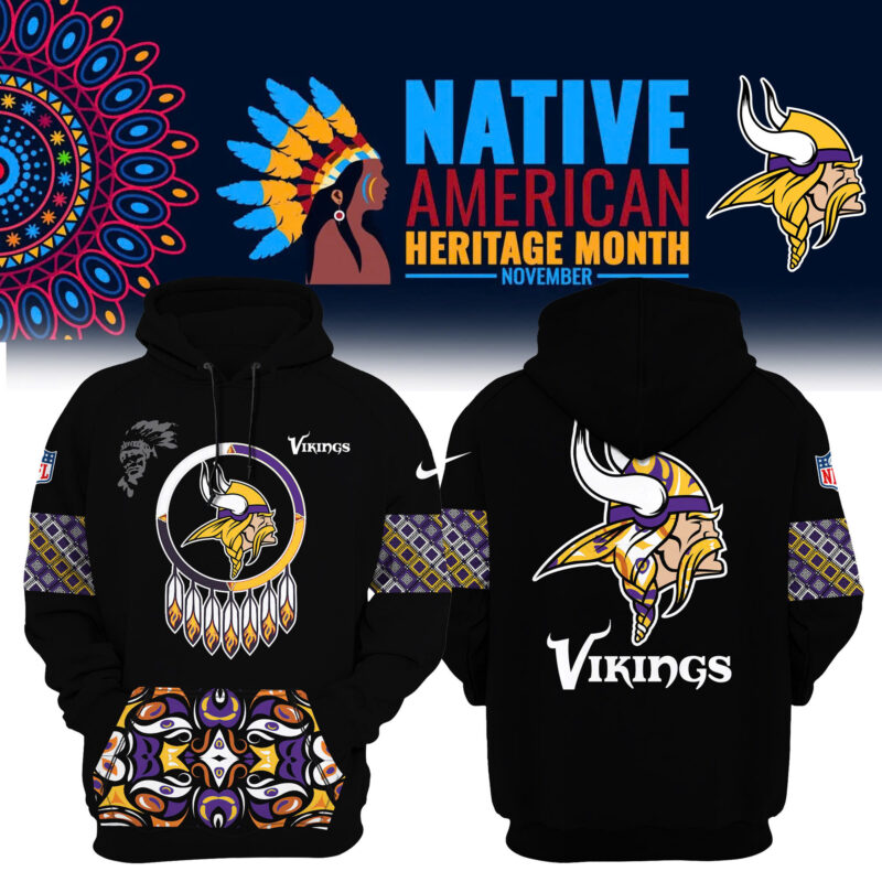 Women’s Nike Minnesota Vikings NFL 2024 Native AmeriQNn Heritage Month Premium Limited Pullover Hoodie