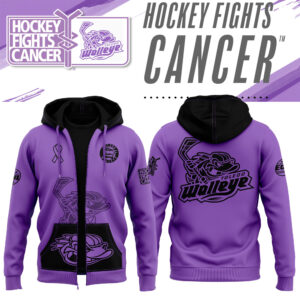 Toledo Walleye x Hockey Fights Cancer 2024 Zip Hoodie