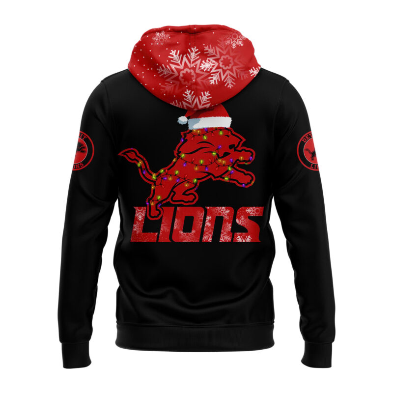 Detroit Lions Christmas 2024 Hoodie x Bobble Hat V2 - Image 3