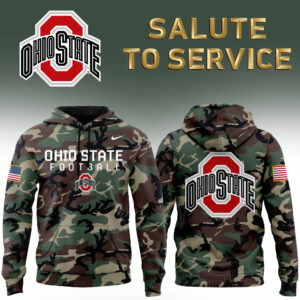 Ohio State Buckeyes Nike Camo 2024 Salute to Service Club Fleece Pullover Hoodie V3