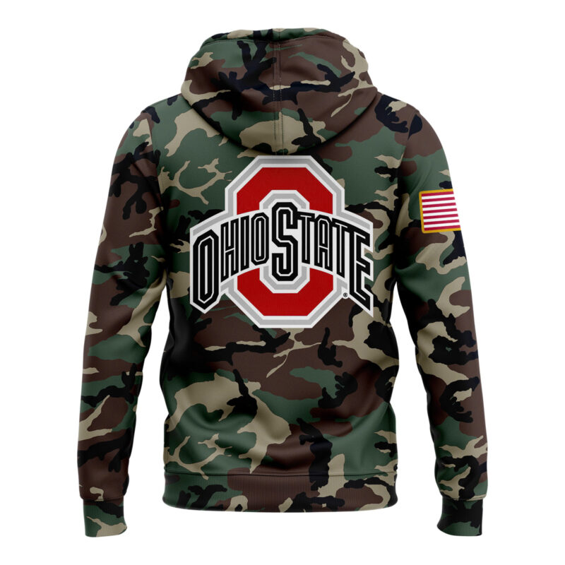 Ohio State Buckeyes Nike Camo 2024 Salute to Service Club Fleece Pullover Hoodie V3 - Image 3