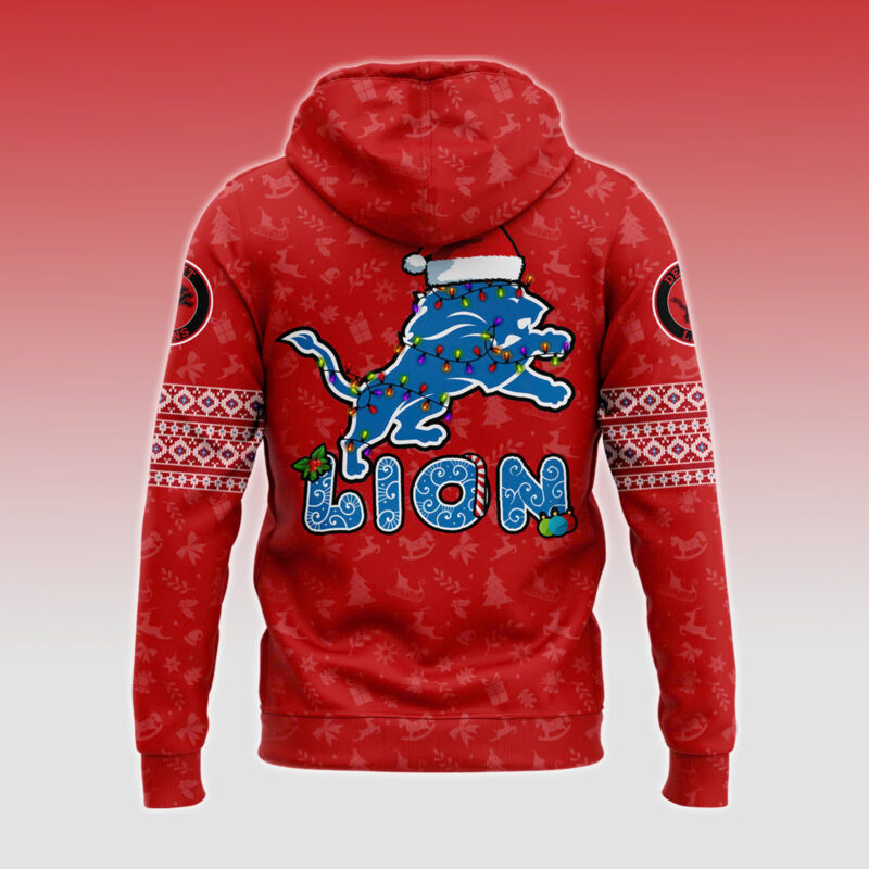 Detroit Lions 2024 Merry Christmas Special Premium Limited Pullover Hoodie x Bobble Hat V2 - Image 3