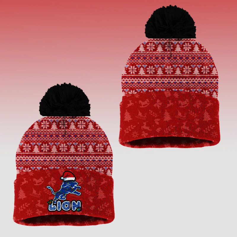 Detroit Lions 2024 Merry Christmas Special Premium Limited Pullover Hoodie x Bobble Hat V2 - Image 4