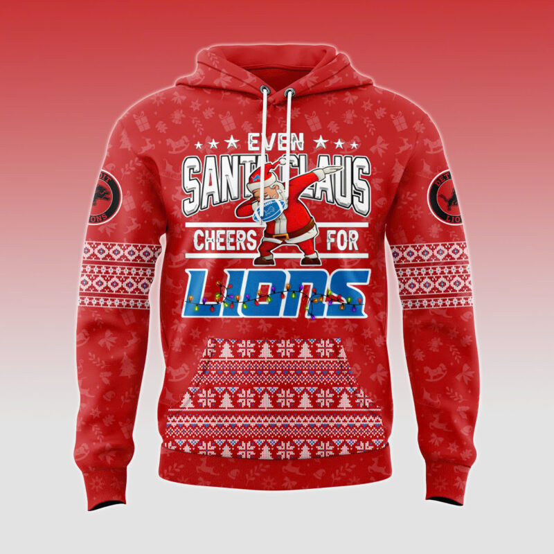 Detroit Lions 2024 Merry Christmas Special Premium Limited Pullover Hoodie x Bobble Hat V2 - Image 2