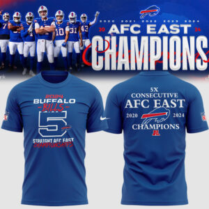 Buffalo Bills 5 Straight AFC East Division Champions Tee