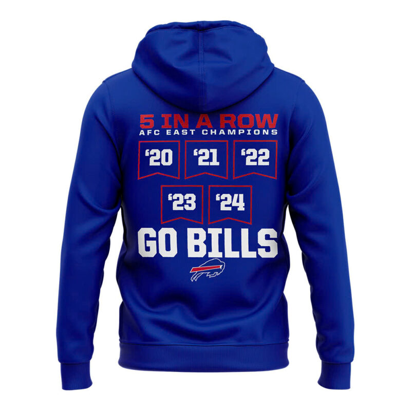 Fanatics Buffalo Bills 5 Straight AFC East Division Champions Hoodie (Blue, Red, Gray, Black) - Image 6