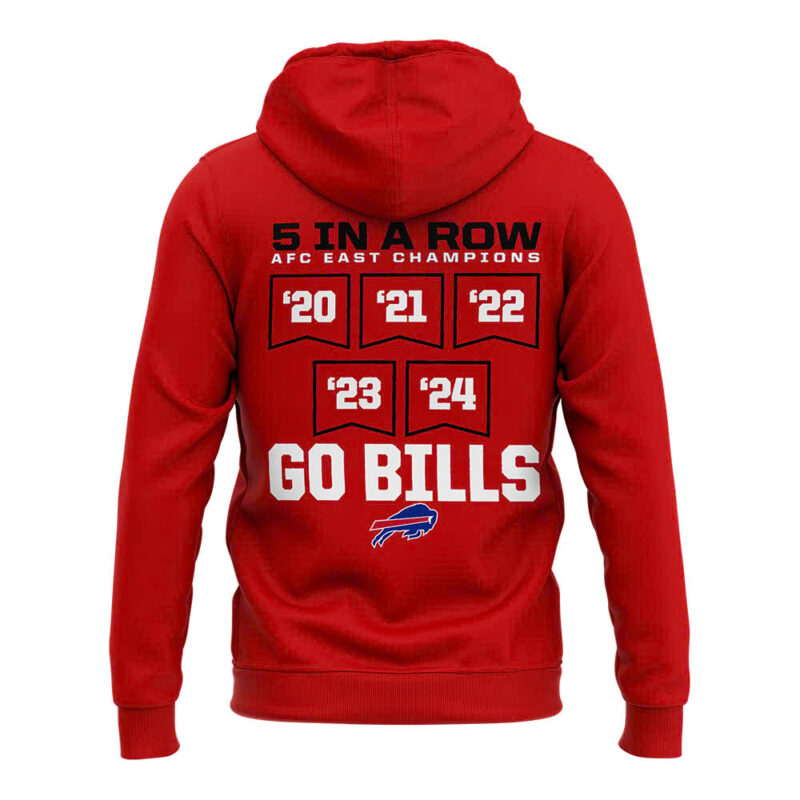 Fanatics Buffalo Bills 5 Straight AFC East Division Champions Hoodie (Blue, Red, Gray, Black) - Image 9