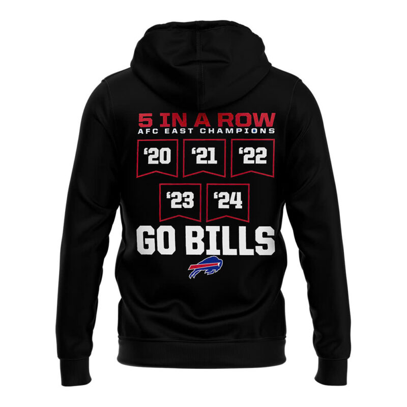 Fanatics Buffalo Bills 5 Straight AFC East Division Champions Hoodie (Blue, Red, Gray, Black) - Image 3
