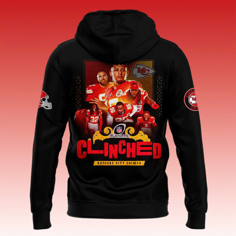 Men's Nike Kansas City Chiefs 2024 NFL PLAYOFFS AFC WEST "CLINCHED" Premium Limited Pullover Hoodie - Image 3