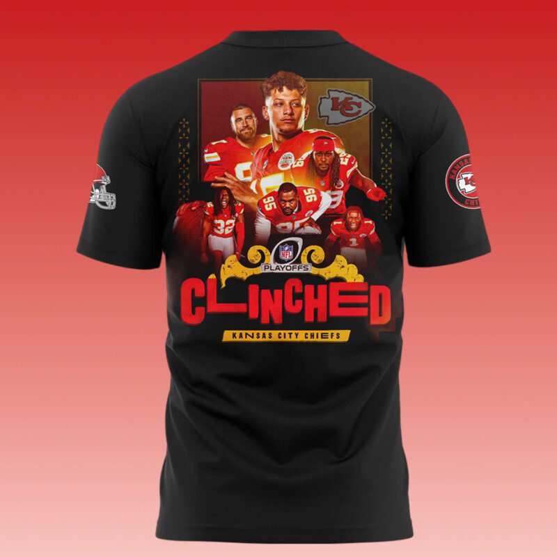Kansas City Chiefs 2024 NFL PLAYOFFS AFC WEST "CLINCHED" Premium Limited Tee - Image 3