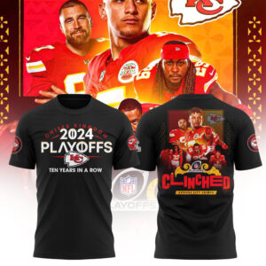 Kansas City Chiefs 2024 NFL PLAYOFFS AFC WEST "CLINCHED" Premium Limited Tee