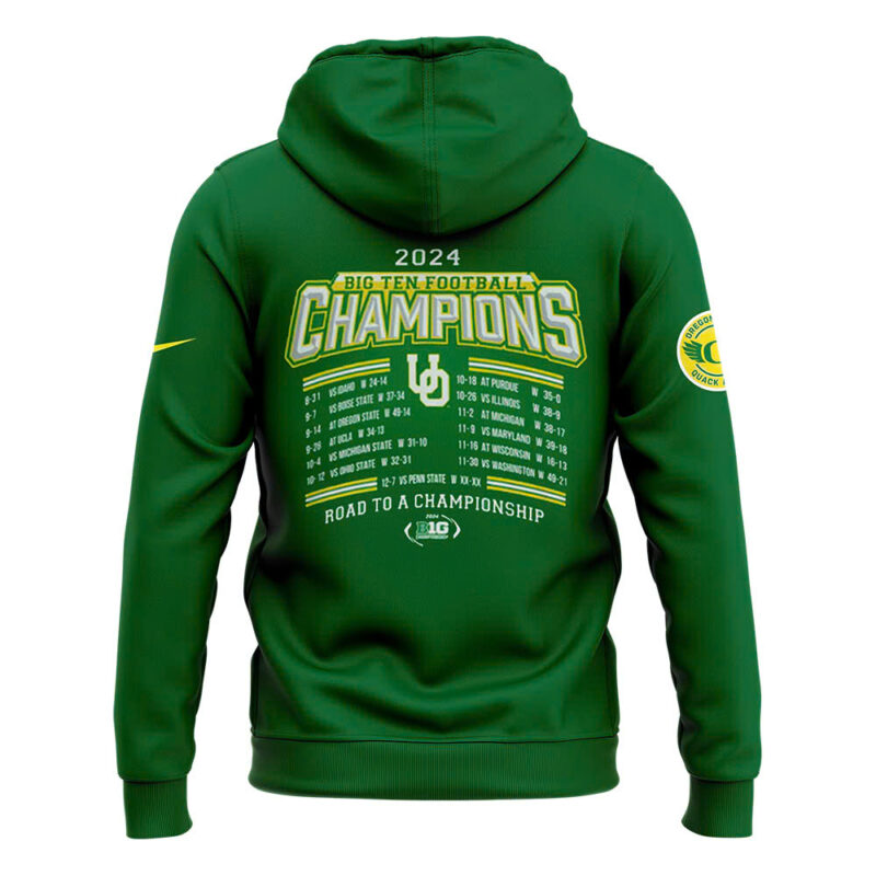 Men's Green Oregon Ducks 2024 Big Ten Football Conference Champions Hoodie - Image 3