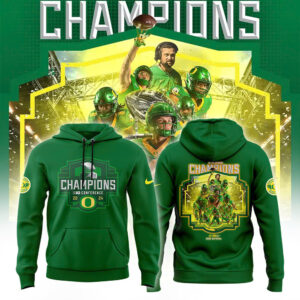 Men's Green Oregon Ducks 2024 Big Ten Football Conference Champions Hoodie V2