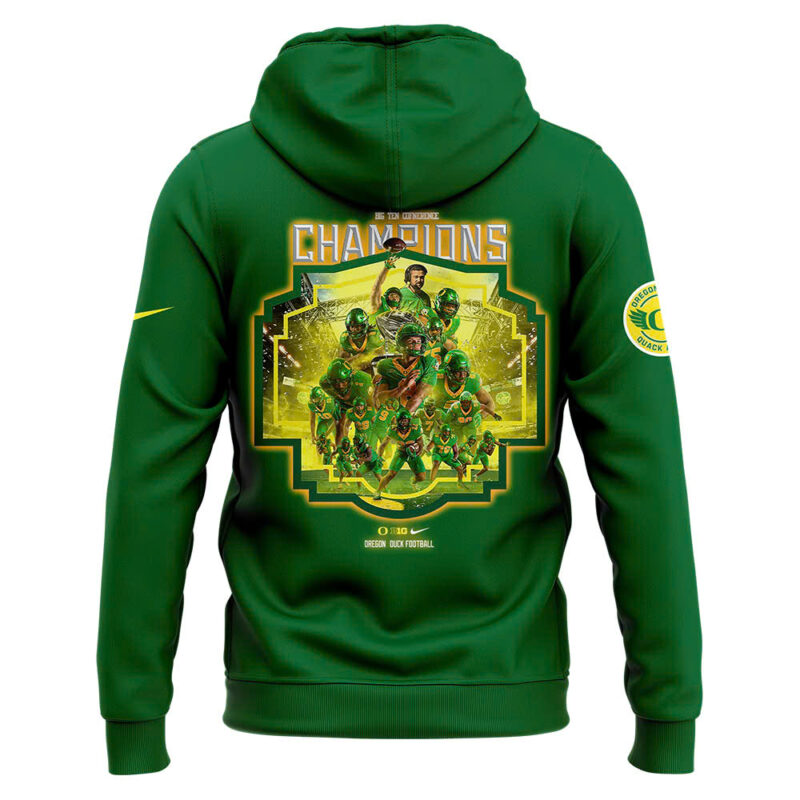 Men's Green Oregon Ducks 2024 Big Ten Football Conference Champions Hoodie V2 - Image 3