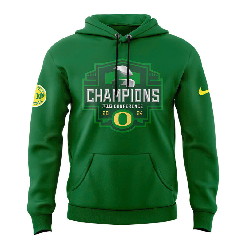 Men's Green Oregon Ducks 2024 Big Ten Football Conference Champions Hoodie V2 - Image 2
