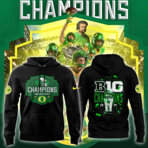Men’s Black Oregon Ducks 2024 Big Ten Football Conference Champions Hoodie V3