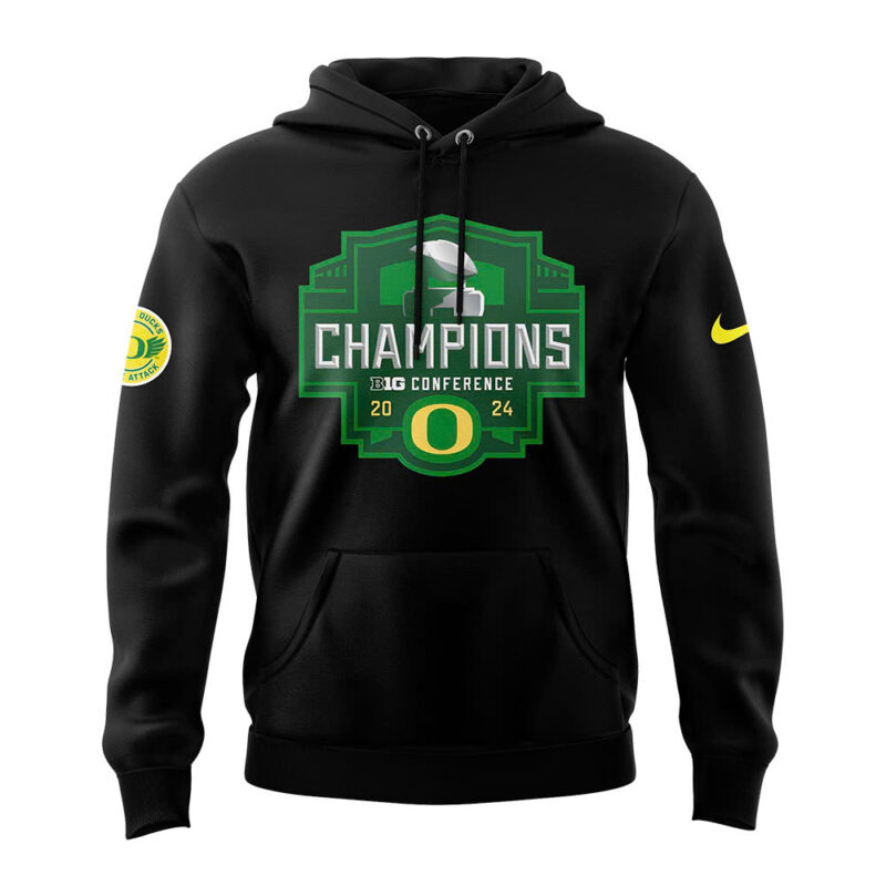 Men’s Black Oregon Ducks 2024 Big Ten Football Conference Champions Hoodie V3 - Image 2
