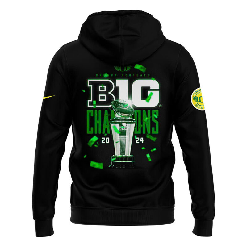 Men’s Black Oregon Ducks 2024 Big Ten Football Conference Champions Hoodie V3 - Image 3