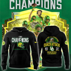 Men's Blue 84 Black Oregon Ducks 2024 Big Ten Football Conference Champions Locker Room Pullover Hoodie V2