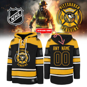 Pittsburgh Penguins x 2024 Firefighter Appreciation Night Premium Limited Lace up Hoodie