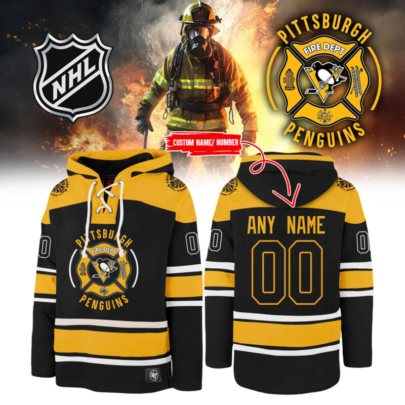 Pittsburgh Penguins x 2024 Firefighter Appreciation Night Premium Limited Lace up Hoodie