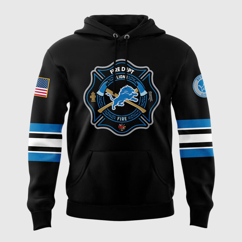 Detroit Lions x 2024 Firefighter Appreciation Night Premium Limited Pullover Hoodie - Image 2
