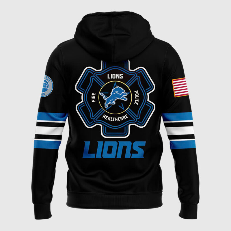 Detroit Lions x 2024 Firefighter Appreciation Night Premium Limited Pullover Hoodie - Image 3