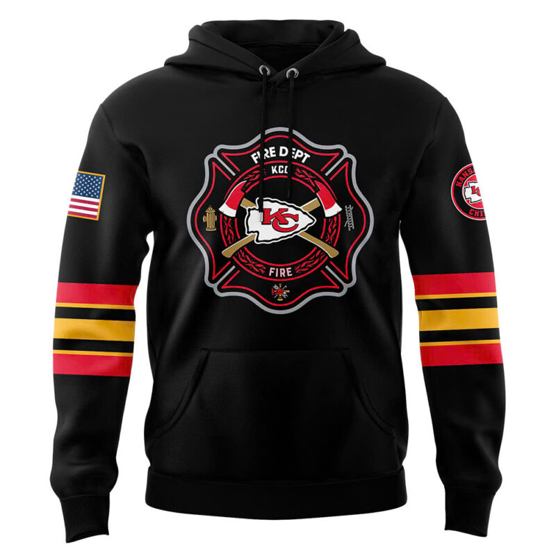 Kansas City Chiefs x 2024 Firefighter Appreciation Night Premium Limited Pullover Hoodie - Image 2
