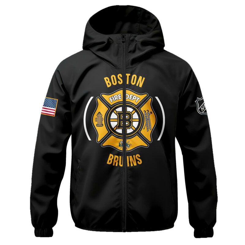 Boston Bruins x 2024 Firefighter Appreciation Night Premium Limited Pullover Wind Jacket - Image 2