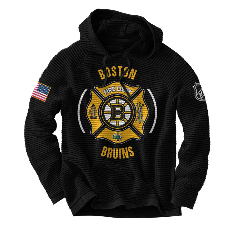 Boston Bruins x 2024 Firefighter Appreciation Night Premium Limited Waffle Hoodie - Image 2