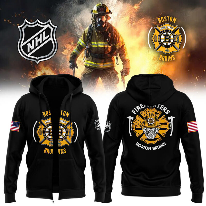 Boston Bruins x 2024 Firefighter Appreciation Night Premium Limited Pullover Zip Hoodie