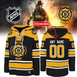 Boston Bruins x 2024 Firefighter Appreciation Night Premium Limited Lace up Hoodie