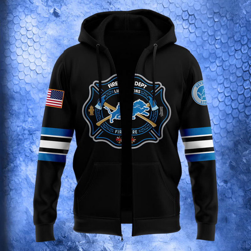 Unisex's Detroit Lions x 2024 Firefighter Appreciation Night Premium Limited Pullover Zip Hoodie - Image 2