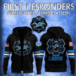 Unisex's Detroit Lions x 2024 Firefighter Appreciation Night Premium Limited Pullover Zip Hoodie