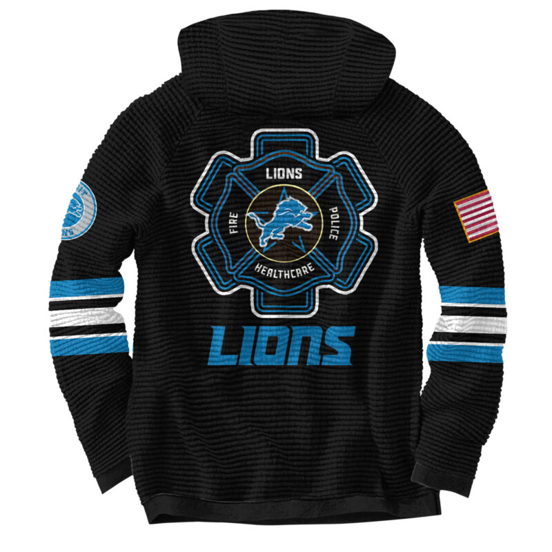 Unisex’s Detroit Lions x 2024 Firefighter Appreciation Night Premium Limited Pullover Waffle Hoodie - Image 3
