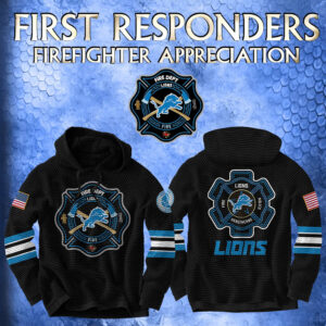 Unisex’s Detroit Lions x 2024 Firefighter Appreciation Night Premium Limited Pullover Waffle Hoodie