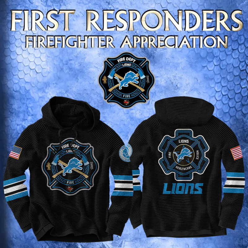 Unisex’s Detroit Lions x 2024 Firefighter Appreciation Night Premium Limited Pullover Waffle Hoodie