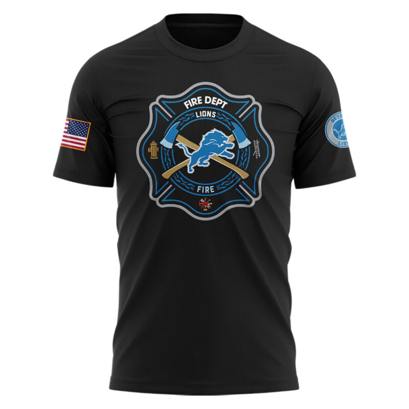 Detroit Lions x 2024 Firefighter Appreciation Night Premium Limited Tee - Image 2